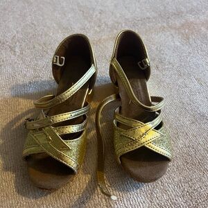 Gold Kids Dance Shoes